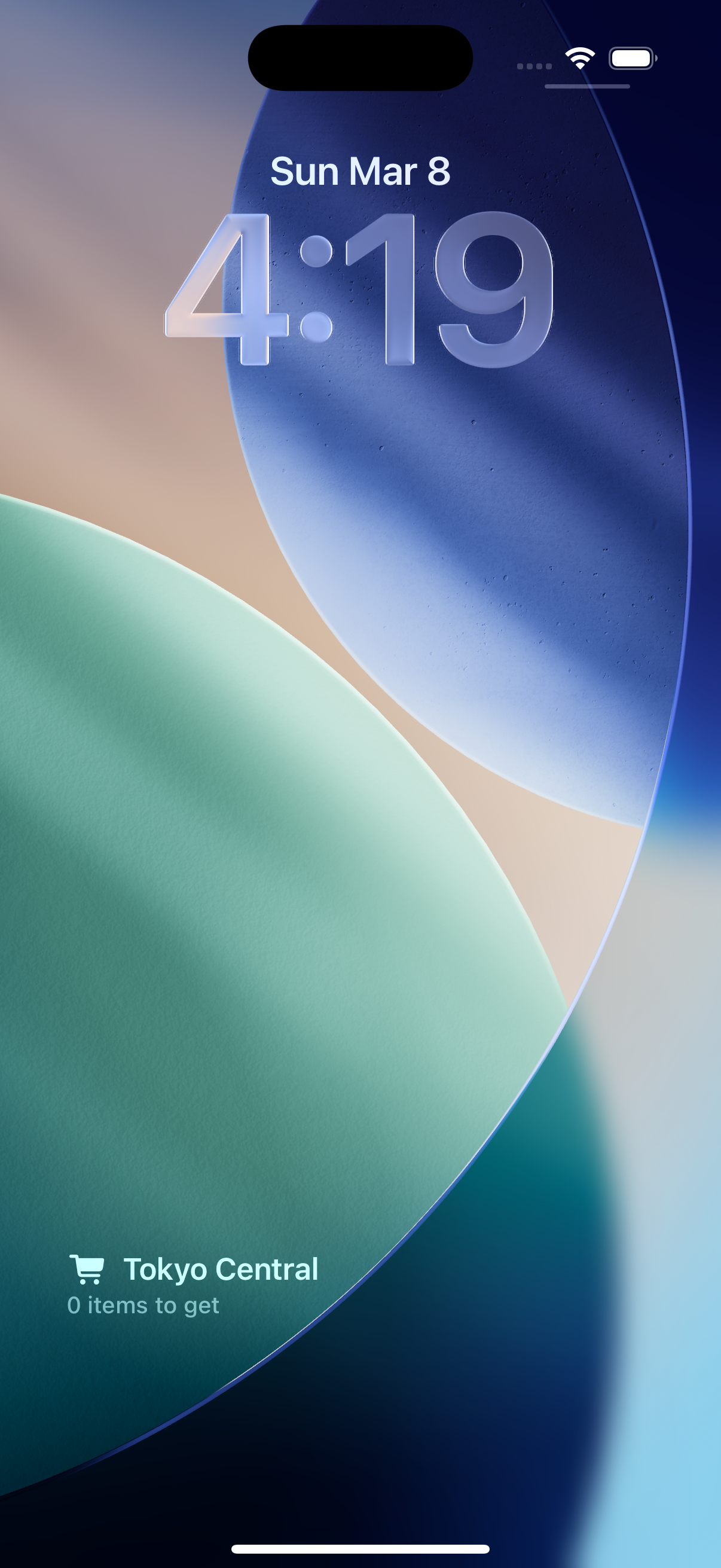 Lock screen widget showing shopping list