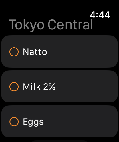 Shopping list on Apple Watch