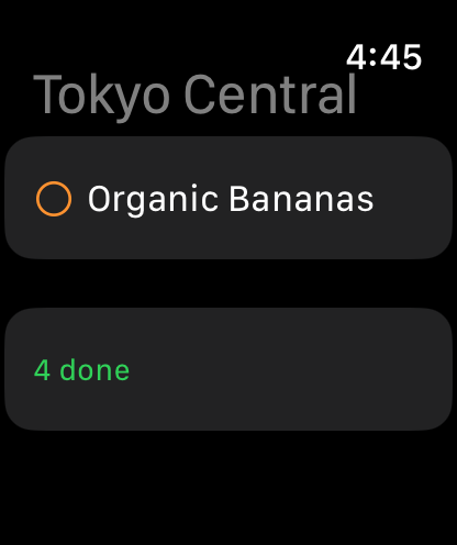 Checking items off on Apple Watch